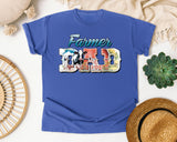 Farmer Dad Grey 2 graphic tee in Flo Blue