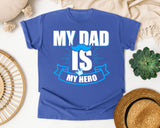 My Dad Is My Hero White graphic tee in Flo Blue