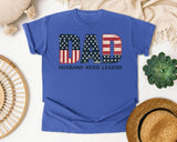 Dad Husband Hero Legend graphic tee in Flo Blue