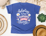 Helping Tiny Humans Do Big Things Daisy graphic tee in Flo Blue