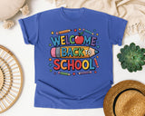 Welcome Back To School Crayons graphic tee in Flo Blue