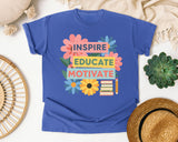 Inspire Educate Motivate graphic tee in Flo Blue