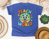 Teach World graphic tee in Flo Blue