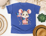 Mouse In Flag Outfit graphic tee in Flo Blue