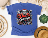Dad's Garage Grey graphic tee in Flo Blue