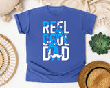 Reel Cool Dad White 4 graphic tee in Flo Blue