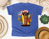 USA Hot Dog Character graphic tee in Flo Blue