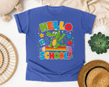 Hello School Alligator graphic tee in Flo Blue