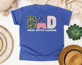 Dad Man Myth Legend Grey graphic tee in Flo Blue