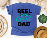 Reel Great Dad graphic tee in Flo Blue