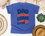 Dad Fueling Chaos Since Day One White 3 graphic tee in Flo Blue