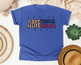 America Grey 3 graphic tee in Flo Blue