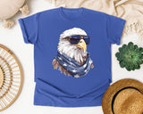 Eagle With Sunglasses Bandana graphic tee in Flo Blue