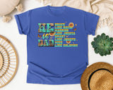 He Is Dad Brave Like David Warrior Like Joshua Teal graphic tee in Flo Blue