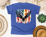 Eagle American Flag Grey graphic tee in Flo Blue