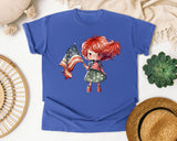 Girl With American Flag graphic tee in Flo Blue