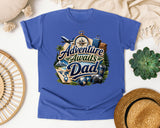 Adventure Awaits Dad graphic tee in Flo Blue