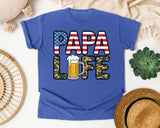 Papa Life Grey graphic tee in Flo Blue