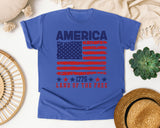 America 1776 Land Of The Free Red graphic tee in Flo Blue