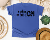 Papa Mode On Black graphic tee in Flo Blue