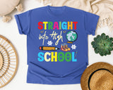 Straight Into High School graphic tee in Flo Blue