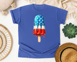 Patriotic Popsicle Drip graphic tee in Flo Blue