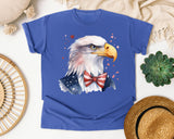 Eagle With Flag Bow Tie graphic tee in Flo Blue