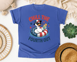 Chill The Fourth Out Grey graphic tee in Flo Blue