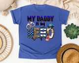 My Daddy Is My Hero Grey 2 graphic tee in Flo Blue