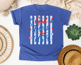 God Bless The USA White graphic tee in Flo Blue
