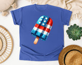 Patriotic Checkered Popsicle graphic tee in Flo Blue