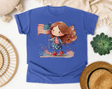 Girl With Flag Running graphic tee in Flo Blue