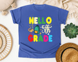 Hello 5th Grade Backpack graphic tee in Flo Blue