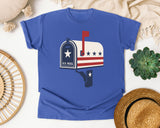 Patriotic US Mail Box graphic tee in Flo Blue