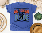 American Dude graphic tee in Flo Blue