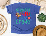 Straight Outta 4th Grade Sneakers graphic tee in Flo Blue