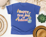 Happy First Day Of School Pastel graphic tee in Flo Blue