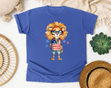 Lion In Flag Outfit graphic tee in Flo Blue