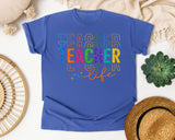 Teacher Life Stacked graphic tee in Flo Blue