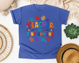 Teacher Of Tiny Humans Handprints graphic tee in Flo Blue