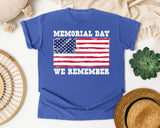 Memorial Day We Remember graphic tee in Flo Blue