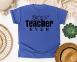 Best Teacher Ever graphic tee in Flo Blue