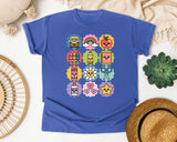 School Supplies Sticker Grid graphic tee in Flo Blue