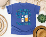 Our First Father's Day Together Grey graphic tee in Flo Blue