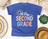 Oh Hey Second Grade graphic tee in Flo Blue
