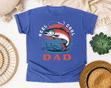 Reel Cool Dad Grey 2 graphic tee in Flo Blue