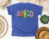 ABCD Leopard Bolt graphic tee in Flo Blue