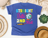 Straight Outta 2nd Grade Globe graphic tee in Flo Blue