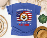 Liberty Is The Breath Of Life To Nations Red graphic tee in Flo Blue