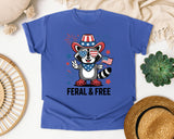Feral And Free Grey graphic tee in Flo Blue